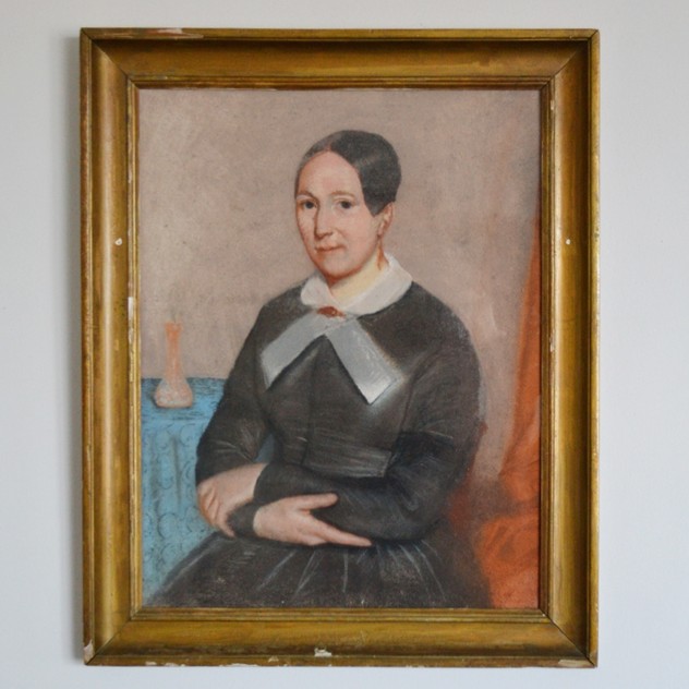 19thC Pastel Portrait, Woman with White Collar-barnstar-Pastel Portrait with White Bow1 _main_636512804161244462.jpg